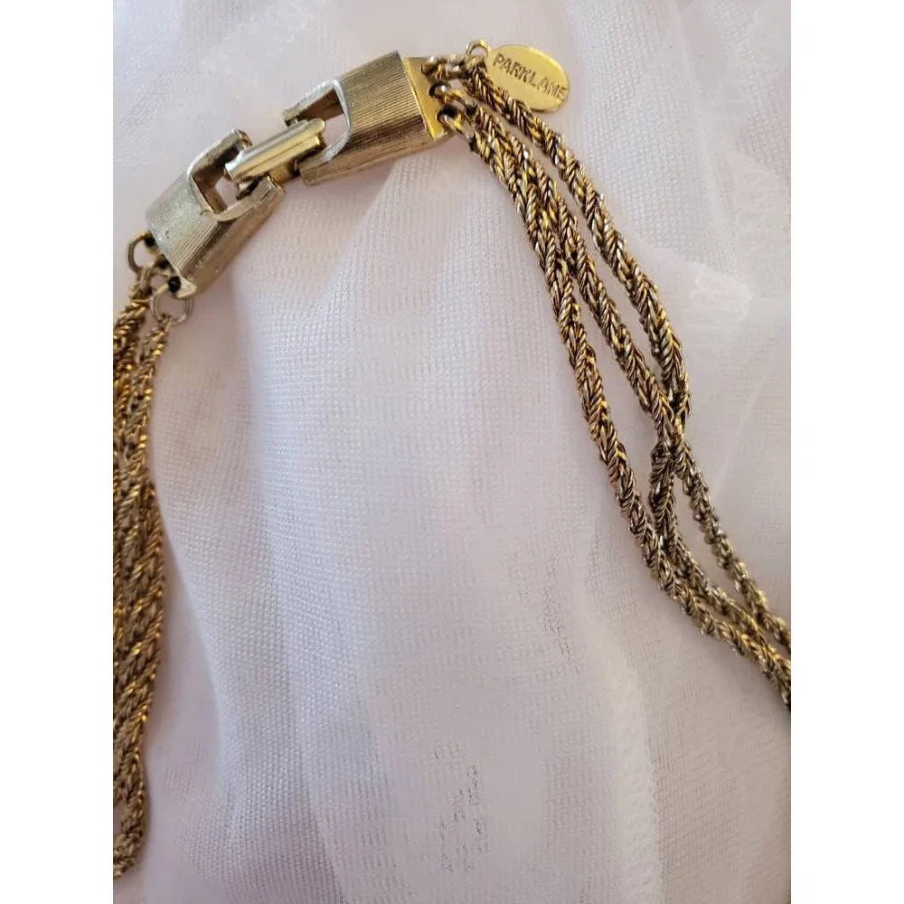 Vintage Park Lane Gold Tone Triple Chain Necklace, Rope Chain